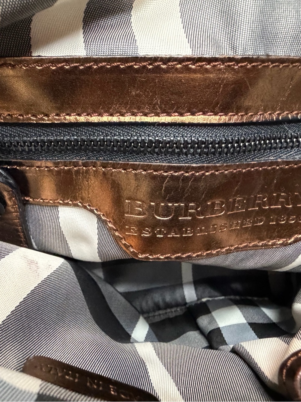 Burberry Metallic Bronze Drawstring Shoulder Bag - Picture 7 of 10